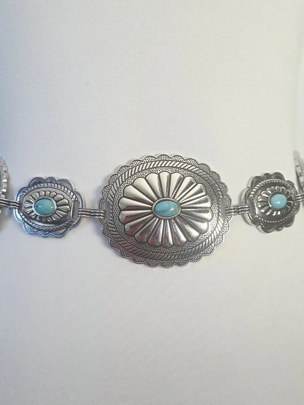 Silver & Turquoise Chain Belt - Picture 4 of 8